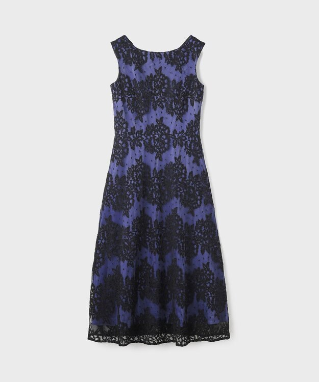 GRACE CONTINENTAL レースボーダードレス ネイビー