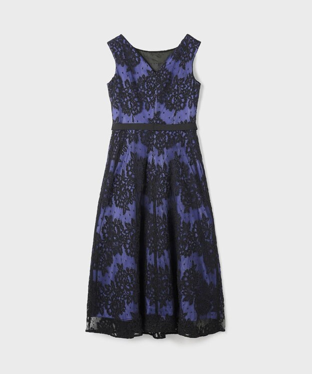 GRACE CONTINENTAL レースボーダードレス ネイビー