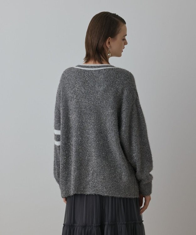 GRACE CONTINENTAL グリッターニットカーディガン グレー