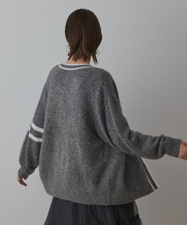 GRACE CONTINENTAL グリッターニットカーディガン グレー