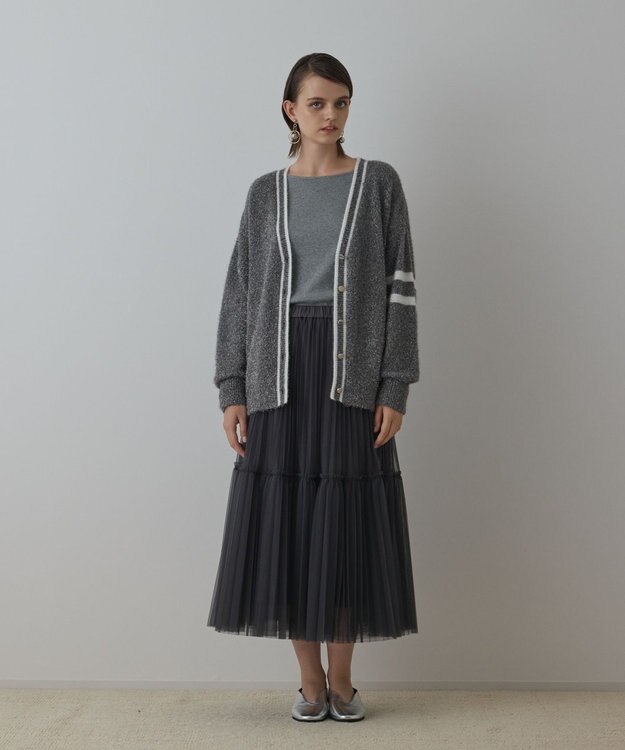 GRACE CONTINENTAL グリッターニットカーディガン グレー