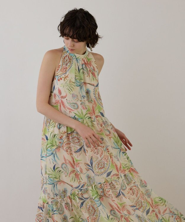 GRACE CONTINENTAL リゾートプリントティアードワンピース キナリ