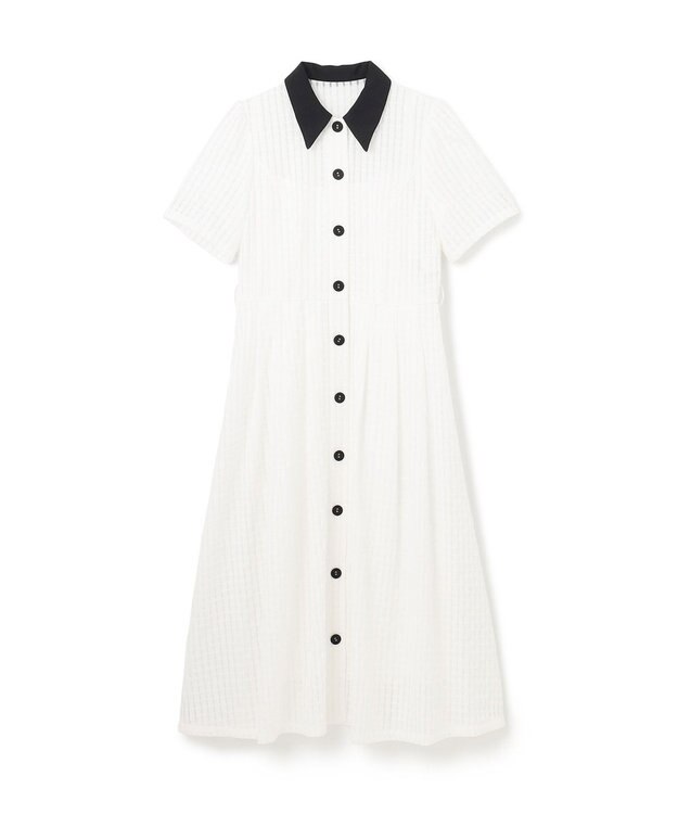 GRACE CONTINENTAL シアーチェックシャツワンピース ホワイト