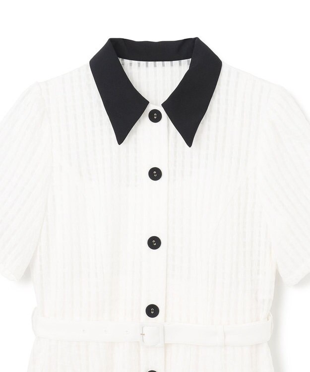 GRACE CONTINENTAL シアーチェックシャツワンピース ホワイト