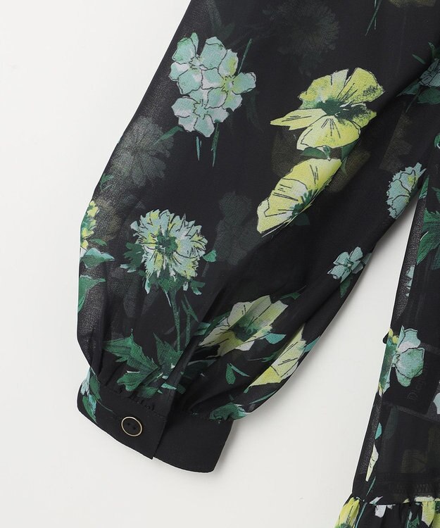 GRACE CONTINENTAL グラデフラワープリントワンピース ブラック