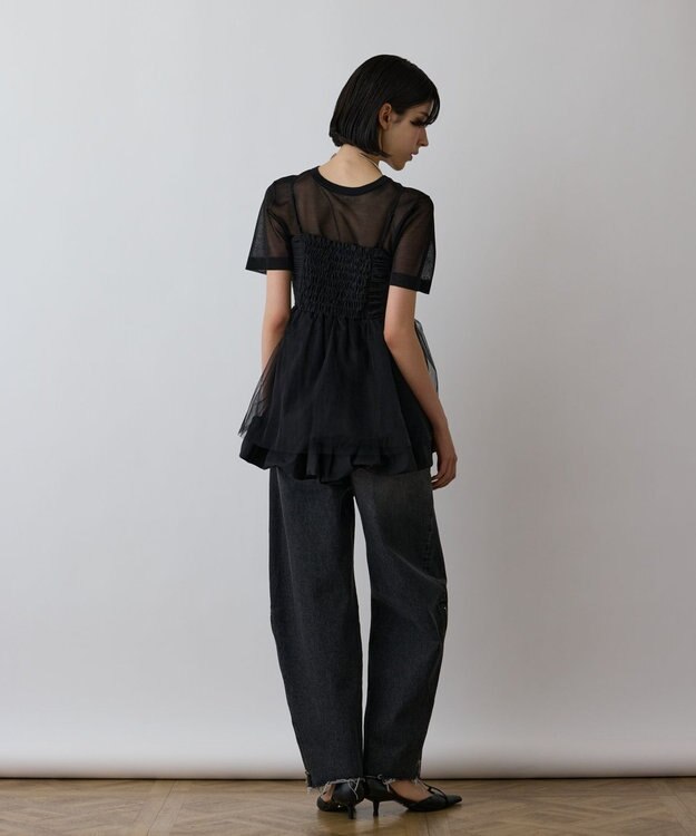 GRACE CONTINENTAL タフタチュールキャミ ブラック