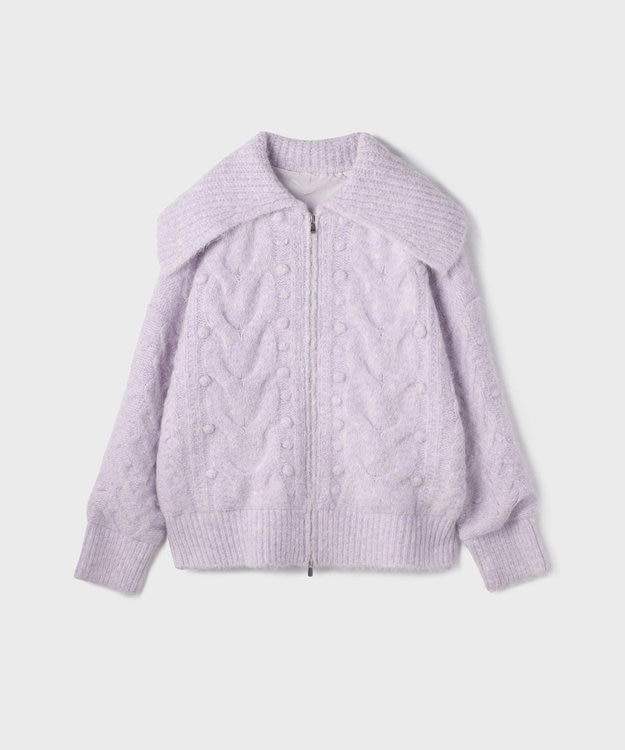 GRACE CONTINENTAL ヘアリーニットコクーンジャケット ラベンダー