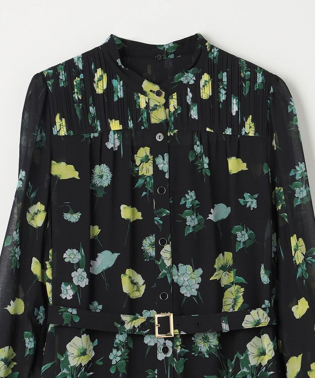 GRACE CONTINENTAL グラデフラワープリントワンピース ブラック