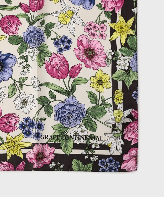 GRACE CONTINENTAL フラワーシルクスカーフ キナリ