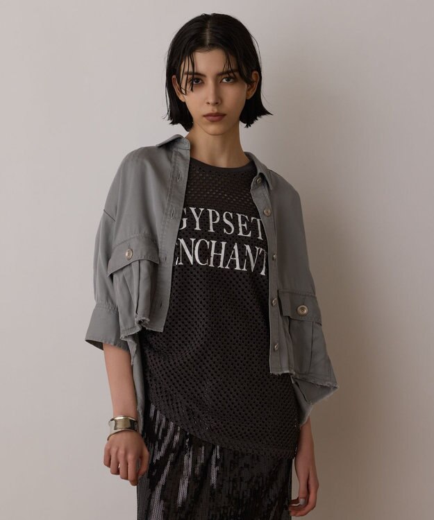 GRACE CONTINENTAL ハーフスリーブルーズシャツ グレー