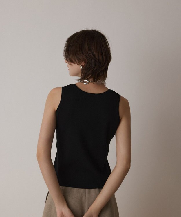 GRACE CONTINENTAL Uネックリブニットトップ ブラック