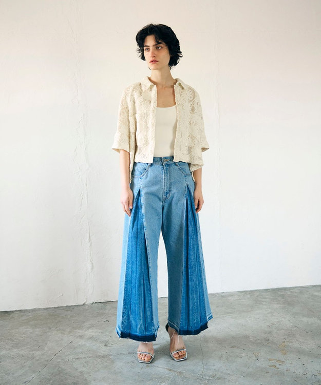 GRACE CONTINENTAL バックタックレースシャツ キナリ