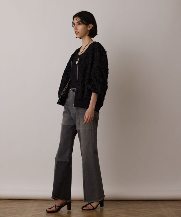 GRACE CONTINENTAL パッチワークデニムパンツ グレー