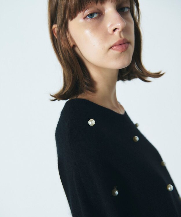 GRACE CONTINENTAL パールドットニットトップ ブラック