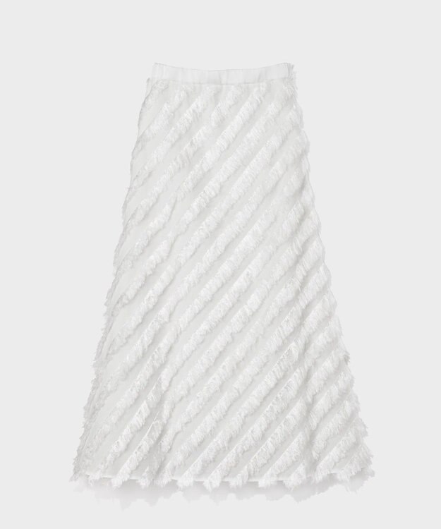 GRACE CONTINENTAL フェザーバイアスロングスカート ホワイト