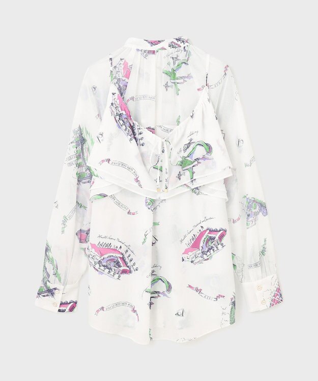 GRACE CONTINENTAL スーヴェニールプリントブラウス ホワイト