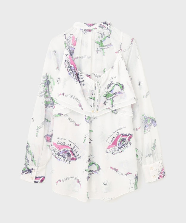 GRACE CONTINENTAL スーヴェニールプリントブラウス ホワイト