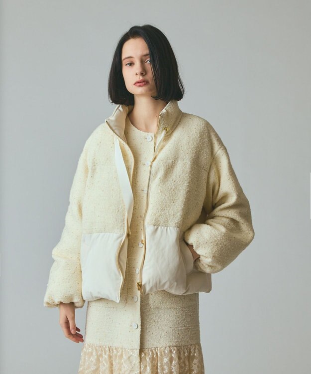 GRACE CONTINENTAL ツイードコンビパフィーブルゾン キナリ