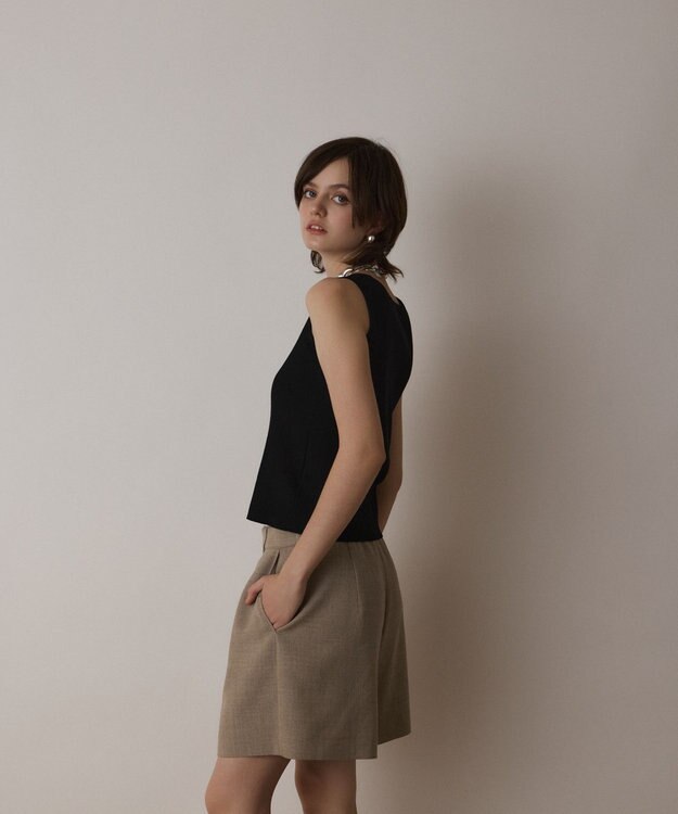 GRACE CONTINENTAL Uネックリブニットトップ ブラック