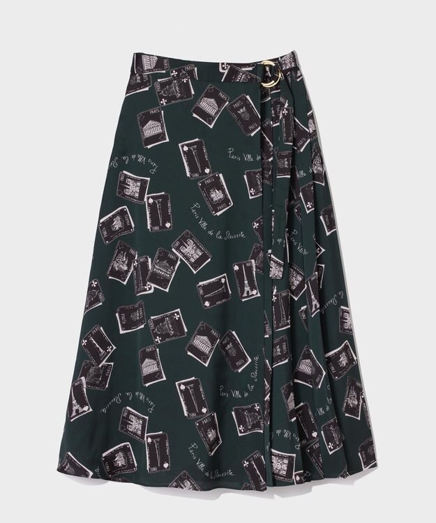 GRACE CONTINENTAL トランププリントラップスカート ブラック