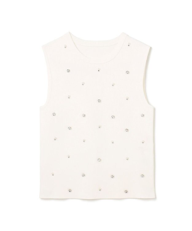 GRACE CONTINENTAL ビジューニットトップ ホワイト