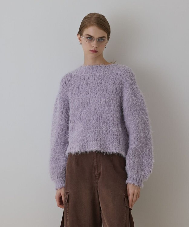 GRACE CONTINENTAL バルキーフェザーニットトップ ラベンダー