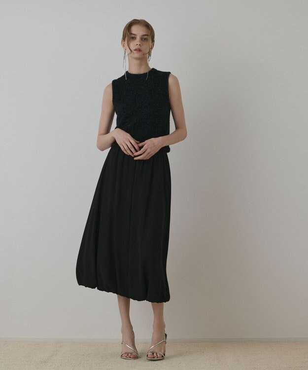 GRACE CONTINENTAL ラメフェザ－ニットトップ ブラック