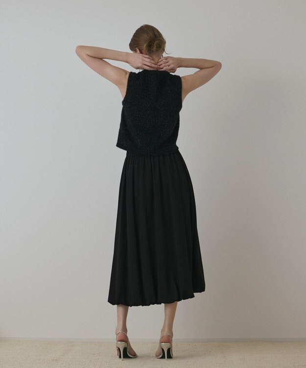 GRACE CONTINENTAL ラメフェザ－ニットトップ ブラック