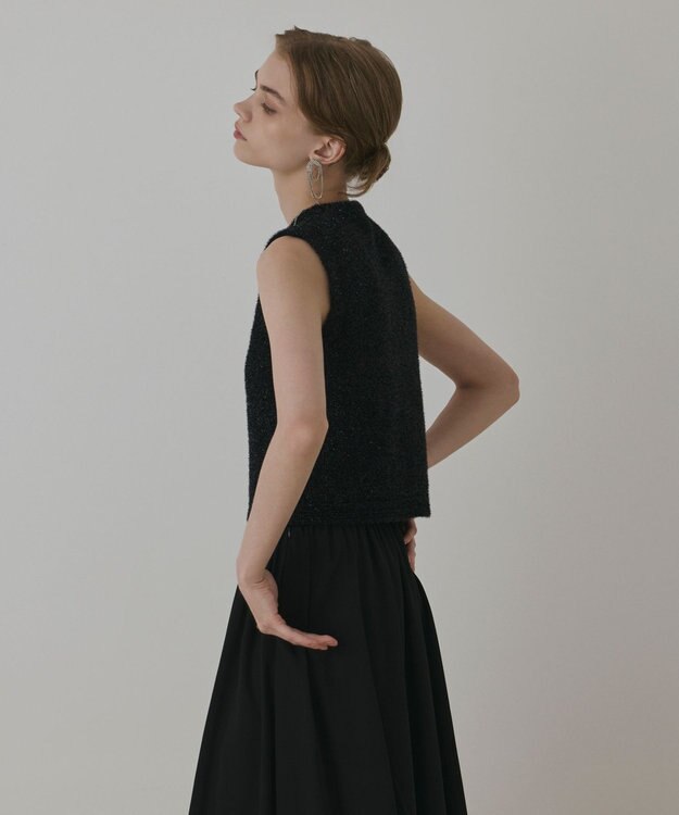 GRACE CONTINENTAL ラメフェザ－ニットトップ ブラック