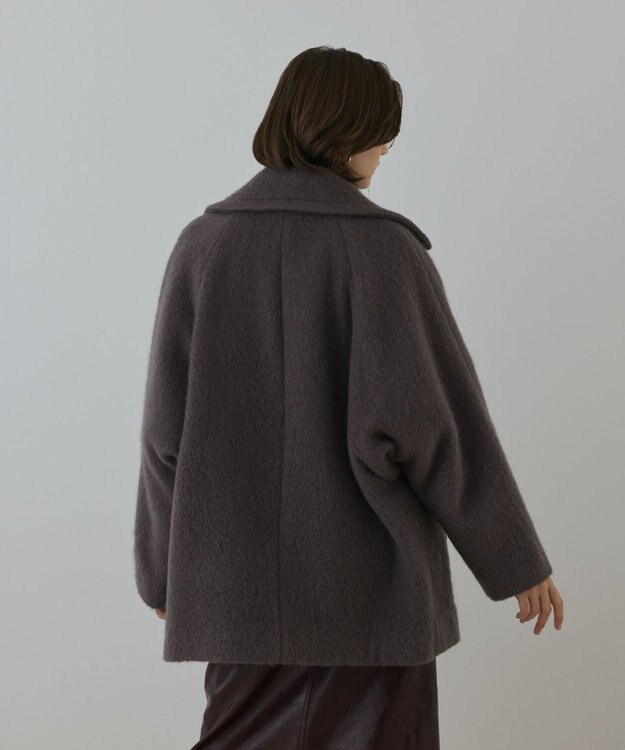 GRACE CONTINENTAL シャギ－ハ－フコ－ト チャコール