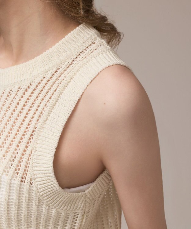 GRACE CONTINENTAL チュールフリンジニットトップ キナリ