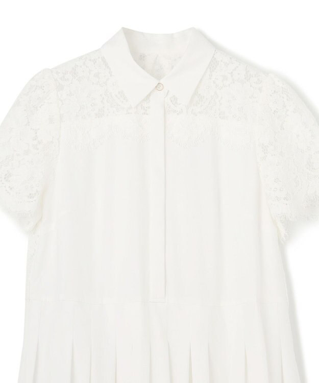 GRACE CONTINENTAL レースコンビタフタワンピース ホワイト