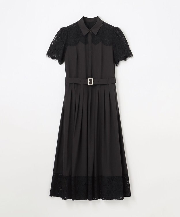 GRACE CONTINENTAL レースコンビタフタワンピース ブラック