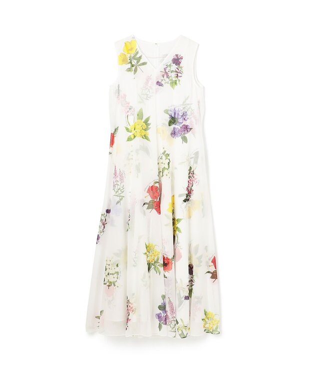 GRACE CONTINENTAL ボタニカルレイヤードワンピース ホワイト