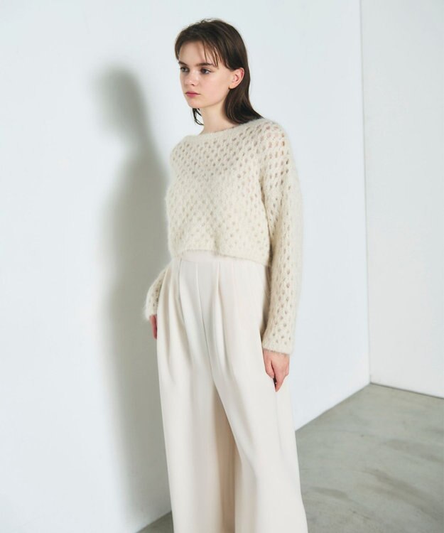 GRACE CONTINENTAL アルパカメッシュニットトップ キナリ