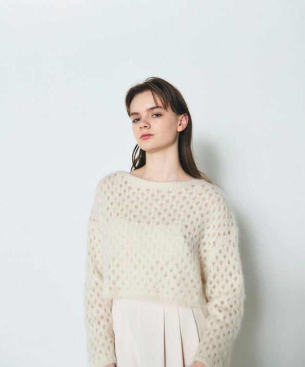 GRACE CONTINENTAL アルパカメッシュニットトップ キナリ