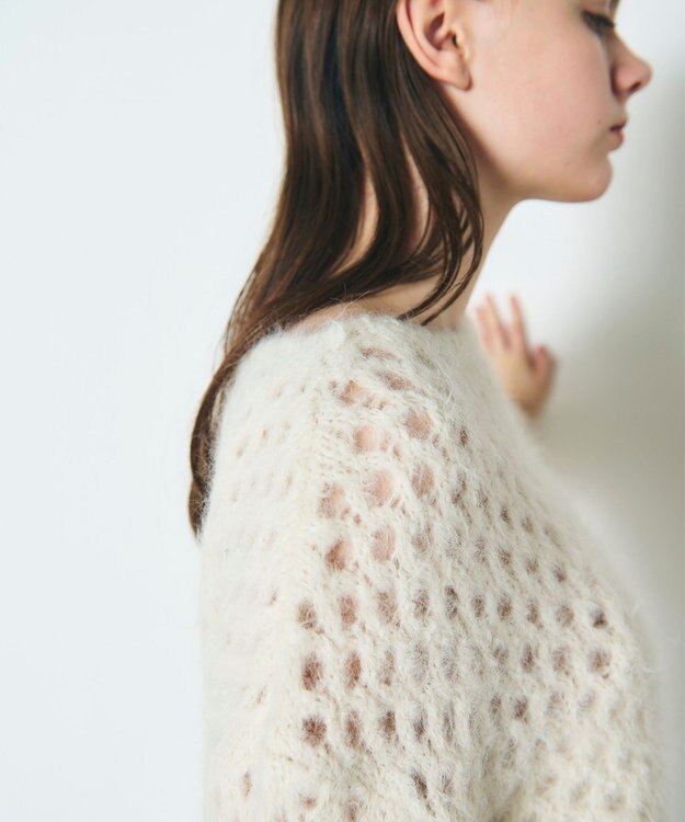 GRACE CONTINENTAL アルパカメッシュニットトップ キナリ