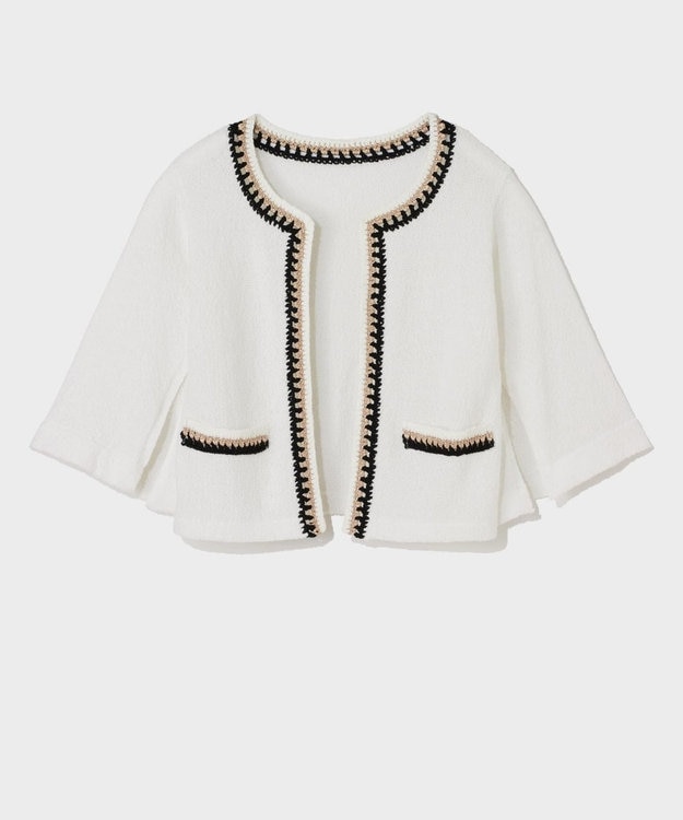 GRACE CONTINENTAL ツイーディーニットカーディガン ホワイト