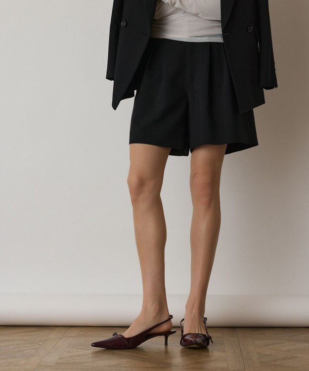 GRACE CONTINENTAL リネンライクショートパンツ ブラック