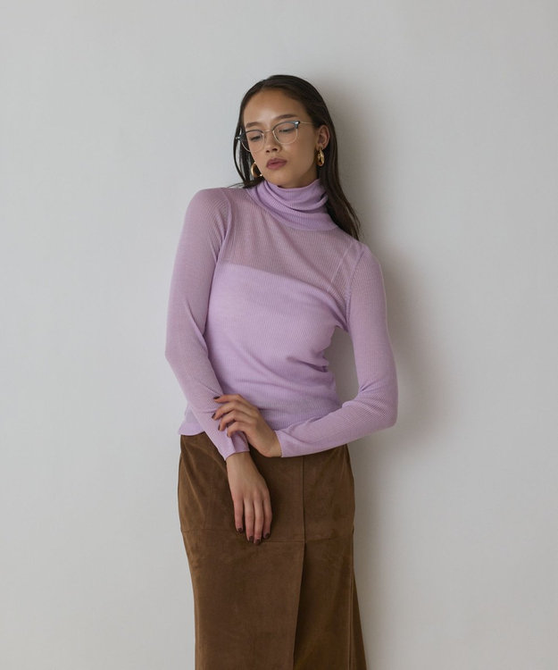 GRACE CONTINENTAL シアーリブニットトップ ピンク