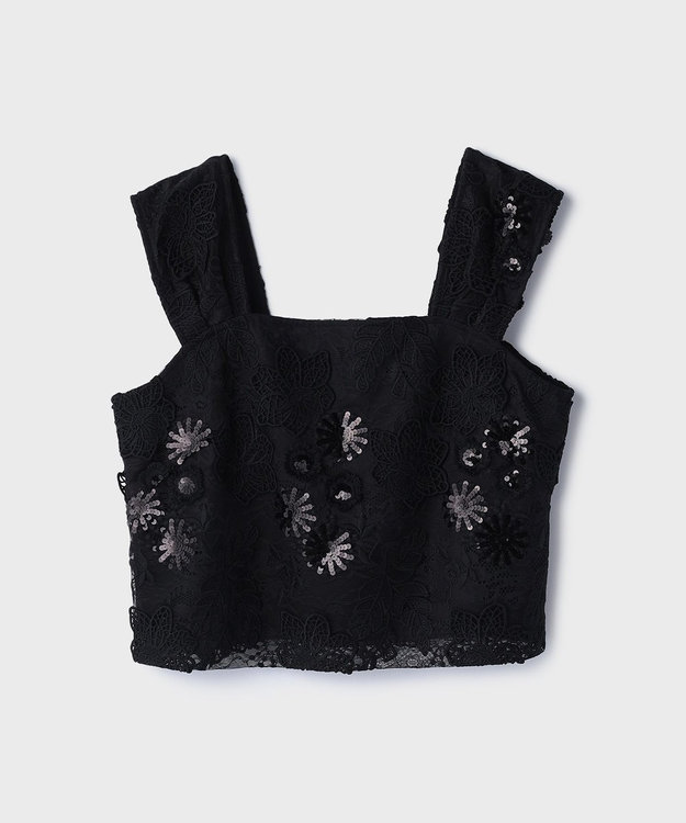 ダイアグラム グレースコンチネンタル　袖刺繍ニットトップ　美品 チュール刺繍トップ / GRACE CONTINENTAL | GRACE CONTINENTAL
