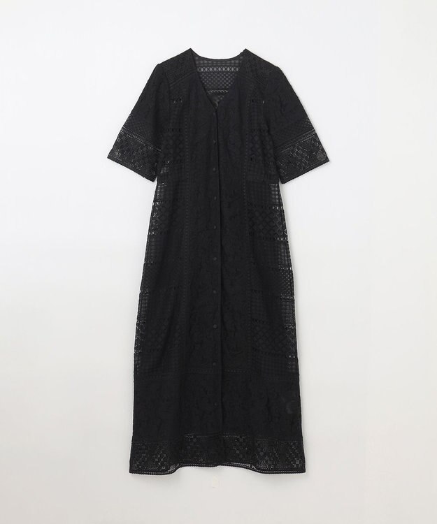 GRACE CONTINENTAL コンビレースVネックワンピース ブラック