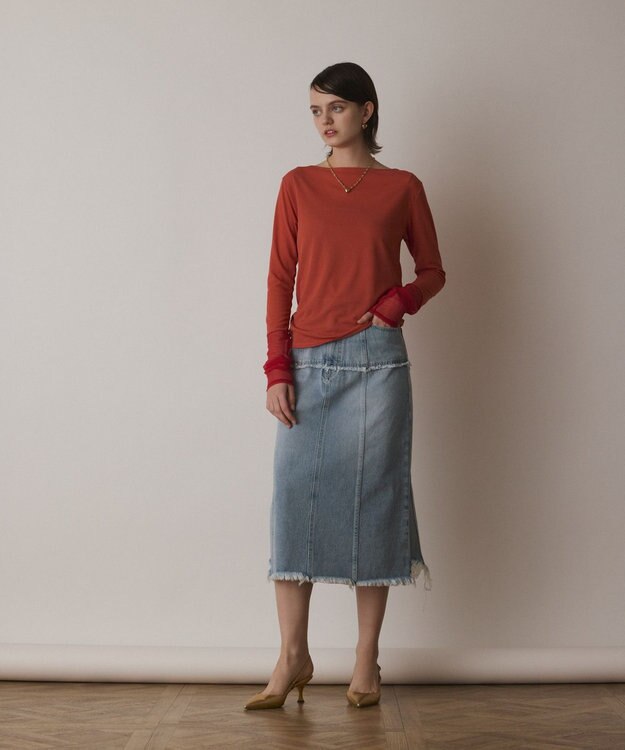 GRACE CONTINENTAL シアーアセテートカットトップ オレンジ