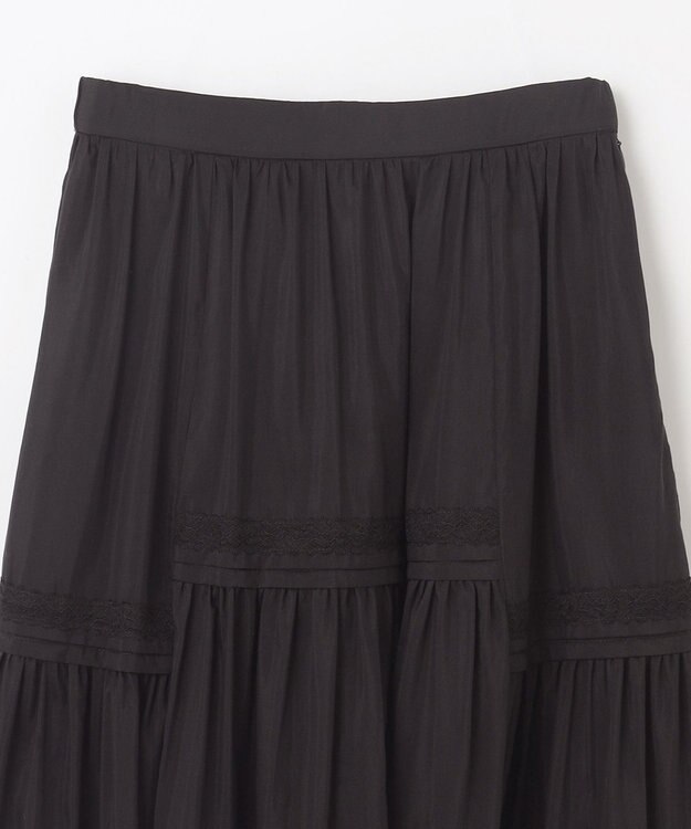 GRACE CONTINENTAL ギャザーレースロングスカート ブラック