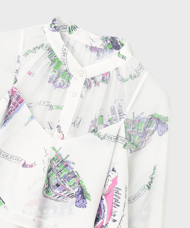 GRACE CONTINENTAL スーヴェニールプリントブラウス ホワイト