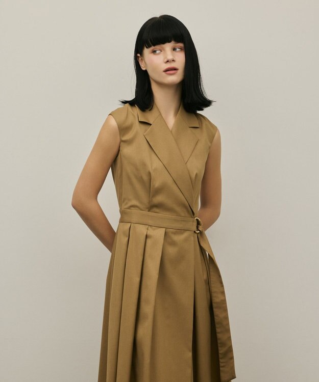 GRACE CONTINENTAL カシュクールタックフレアワンピース ベージュ