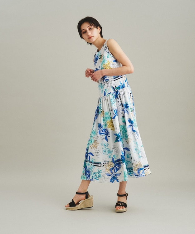 新品FOR flowersof romanceリネン混ワンピースフラワープリント 特価】【WEB限定商品】フラワープリントワンピース【AOKI公式通販】