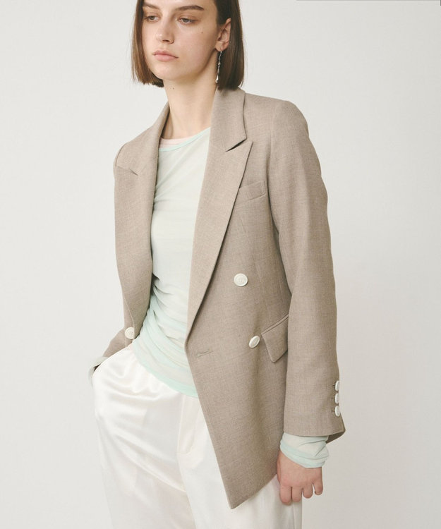 GRACE CONTINENTAL リネンライクダブルジャケット ベージュ