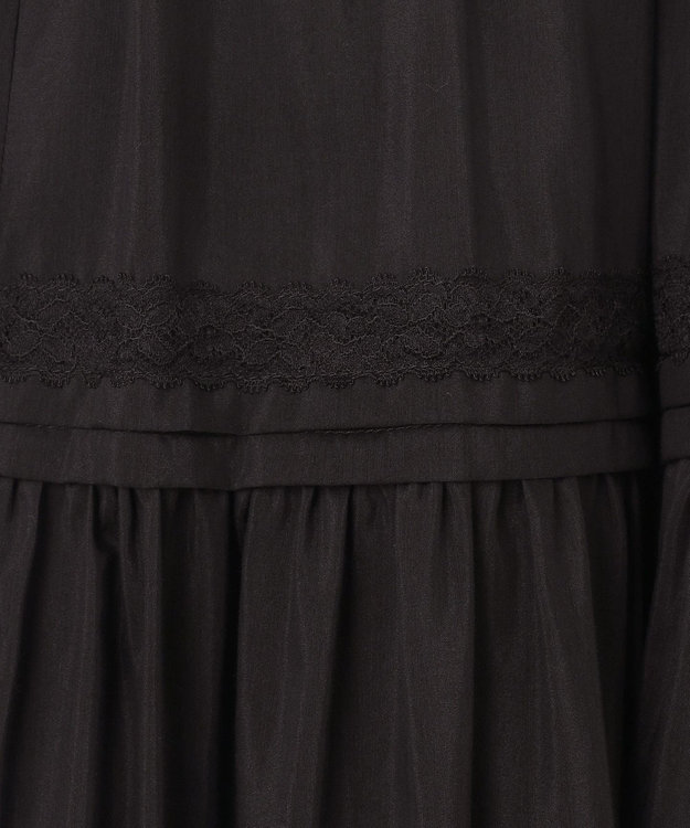 GRACE CONTINENTAL ギャザーレースロングスカート ブラック