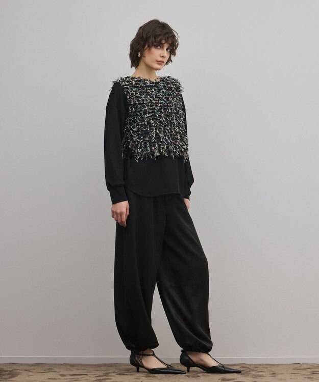 GRACE CONTINENTAL フリンジチュールベスト ブラック